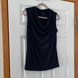 Worthington Black Sleeveless Draped Blouse